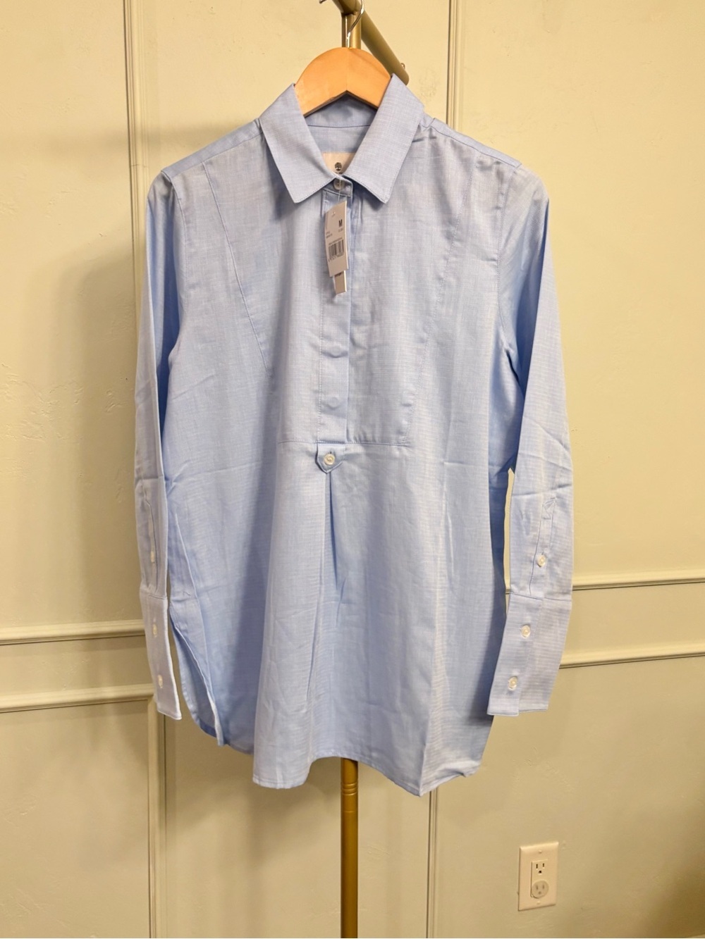 Martha Stewart Cotton Top Button Up Light Blue MSRP $74